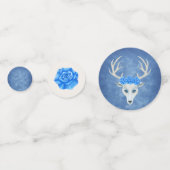 Fantasy White Deer Head Antlers blauwe Rozen Confetti (Voorkanten)