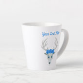 Fantasy White Deer Head Antlers blauwe Rozen Latte Mok (Rechterhoek)