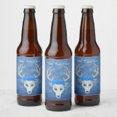 Fantasy White Deer Head Mysterious Face Blue Rozen Bier Etiket (Flessen)