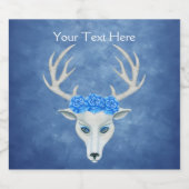 Fantasy White Deer Head Mysterious Face Blue Rozen Bier Etiket (Enkel label)
