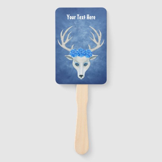 Fantasy White Deer Head Mysterious Face Blue Rozen Handwaaier (Voorkant)