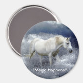 Fantasy White Horse & Ocean Surf Magnet Gift Magneet (Voorkant / Achterkant)