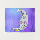 Fantasy White Moon Face Brightly Colour Acceptions Wandkleed (Voorkant (horizontaal))
