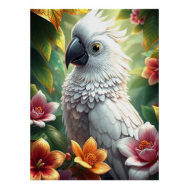 Fantasy White Parrot Perfect Poster