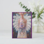 Fantasy White Peacock Wedding Dress AI Art Mode Briefkaart (Staand voorkant)