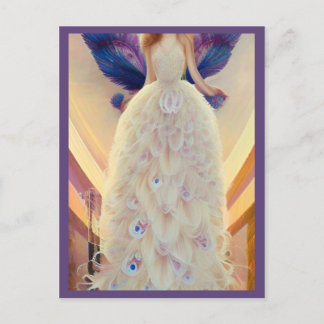 Fantasy White Peacock Wedding Dress Fashionista Briefkaart