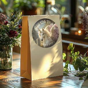 Fantasy White Pegasus Paarse Wings Eenhoornsteen Ronde Sticker