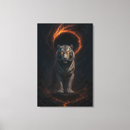 Fantasy White Tiger – Mystic Aura Series Canvas Afdruk (Voorkant)