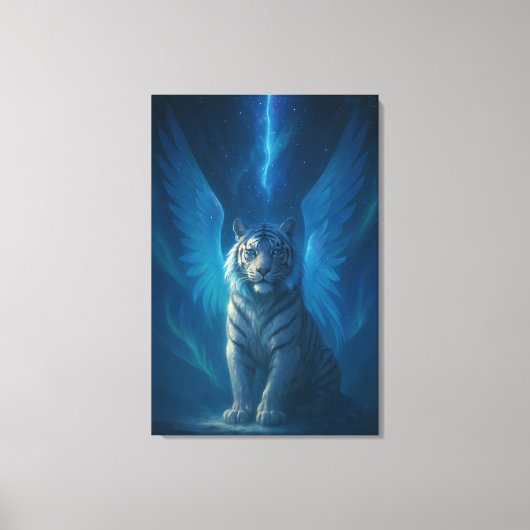 Fantasy White Tiger – Mystic Aura Series Canvas Afdruk (Voorkant)