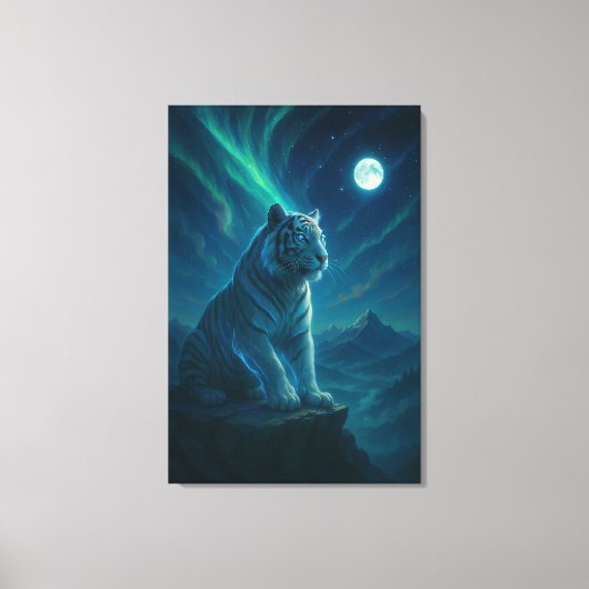 Fantasy White Tiger – Mystic Aura Series Canvas Afdruk (Voorkant)