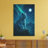 Fantasy White Tiger – Mystic Aura Series Canvas Afdruk (Insitu (Woonkamer))