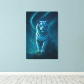 Fantasy White Tiger – Mystic Aura Series Canvas Afdruk (Insitu (Houten vloer))