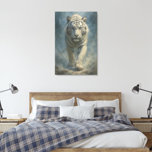 Fantasy White Tiger – Mystic Aura Series | ManJian Canvas Afdruk (Insitu (Slaapkamer))