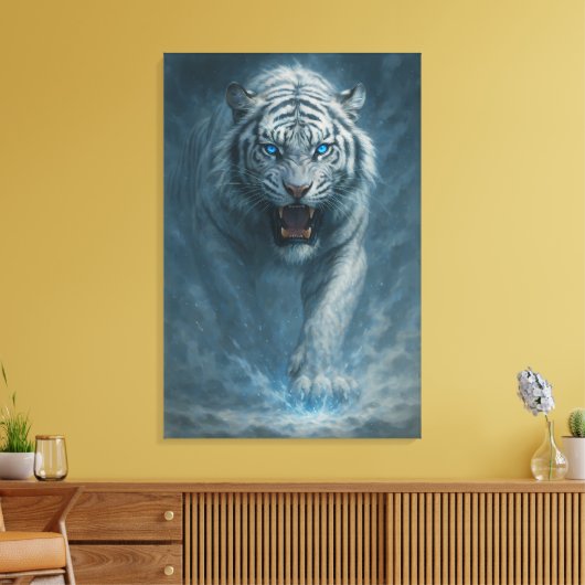 Fantasy White Tiger – Mystic Aura Series | ManJian Canvas Afdruk (Insitu (Woonkamer))
