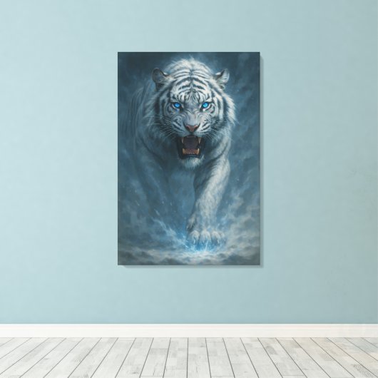 Fantasy White Tiger – Mystic Aura Series | ManJian Canvas Afdruk (Insitu (Houten vloer))
