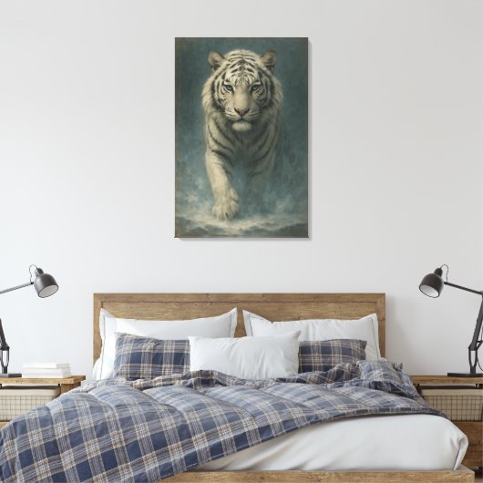 Fantasy White Tiger – Mystic Aura Series | ManJian Canvas Afdruk (Insitu (Slaapkamer))
