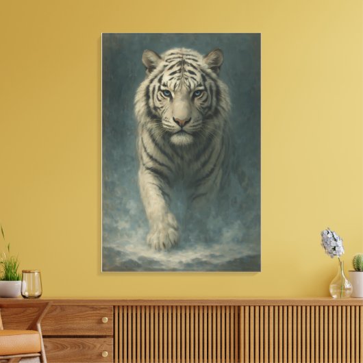 Fantasy White Tiger – Mystic Aura Series | ManJian Canvas Afdruk (Insitu (Woonkamer))