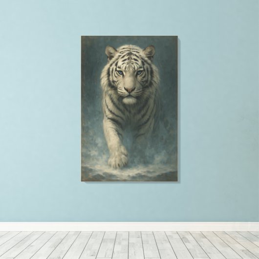 Fantasy White Tiger – Mystic Aura Series | ManJian Canvas Afdruk (Insitu (Houten vloer))