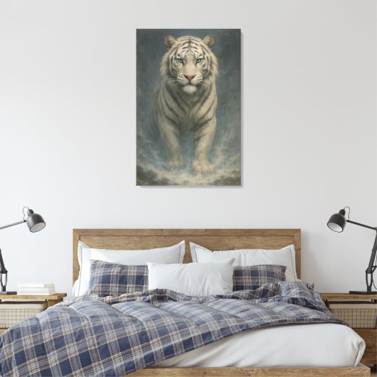 Fantasy White Tiger – Mystic Aura Series | ManJian Canvas Afdruk (Insitu (Slaapkamer))