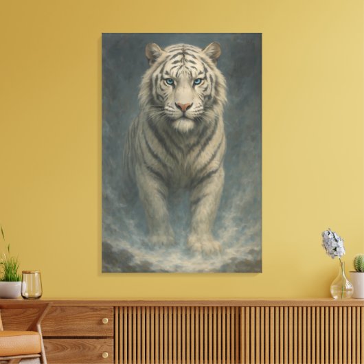 Fantasy White Tiger – Mystic Aura Series | ManJian Canvas Afdruk (Insitu (Woonkamer))
