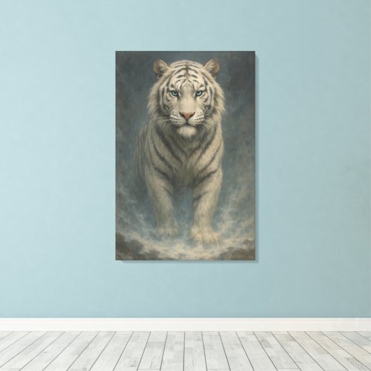 Fantasy White Tiger – Mystic Aura Series | ManJian Canvas Afdruk (Insitu (Houten vloer))
