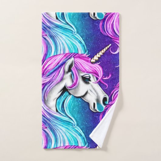 Fantasy White Unicorn Seamless Pattern Bad Handdoek (Handdoek)