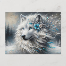 Fantasy White Wolf Winter Wonderland Briefkaart