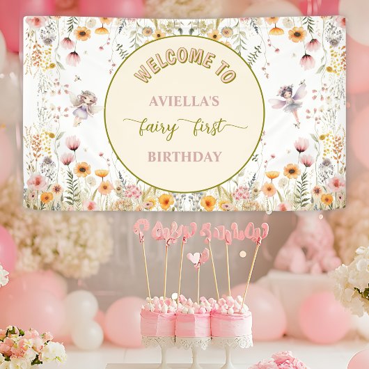 Fantasy wildflower fairy first Welcome sign Spandoek
