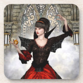 Fantasy Witch - Middeleeuws kasteel Halloween kuns Bier Onderzetter (Voorkant)