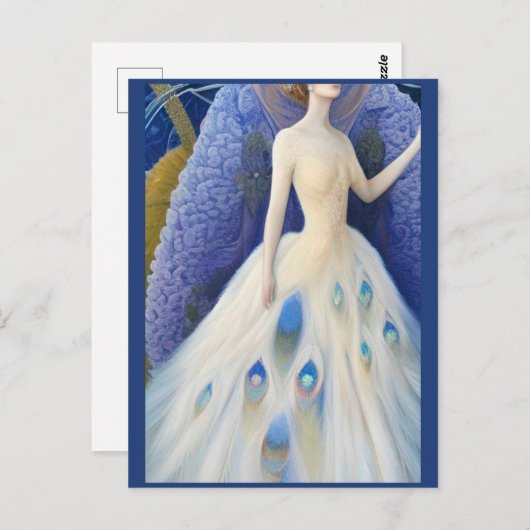 Fantasy Witte Pauw Trouwjurk Mode Diva P Briefkaart (Voorkant / Achterkant)