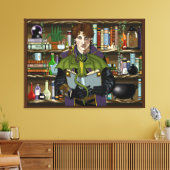 Fantasy Wizard Boeken Dragon Potions Canvas Afdruk (Insitu (Woonkamer))