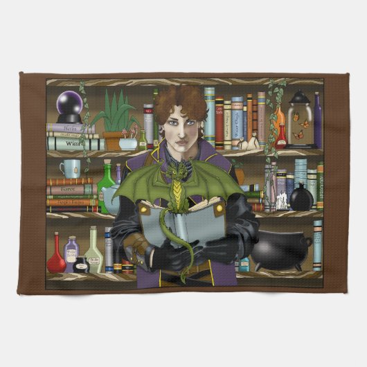 Fantasy Wizard Boeken Dragon Potions Theedoek (Horizontaal)