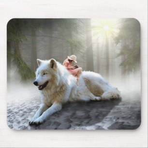 Fantasy Wolf en Girl Muismat