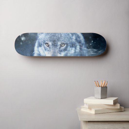 Fantasy Wolf Eyes op Space Schaats Deck and Wall A Skateboard (Muurkunst (Horizontaal))