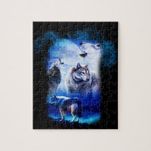 Fantasy Wolf Moon Mountain Legpuzzel