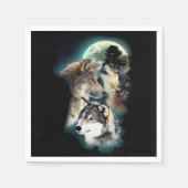 Fantasy Wolf Moon Mountain Servetten (Voorkant)