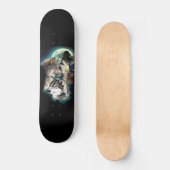 Fantasy Wolf Moon Mountain Skateboard (Voorkant)