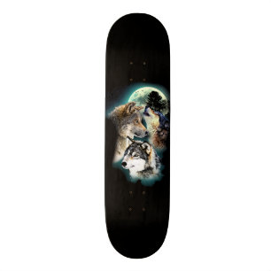 Fantasy Wolf Moon Mountain Skateboard