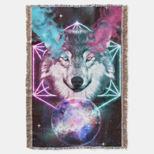Fantasy Wolf Throw Blanket Deken