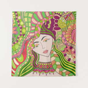 Fantasy Woman: Abstracte lentefolk. Wandkleed