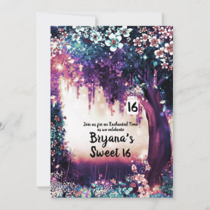 Fantasy Woodland Enchanted Summer Forest Sweet 16 Kaart