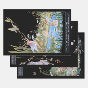 Fantasy Woodland Fairies en Elves Inpakpapier Vel