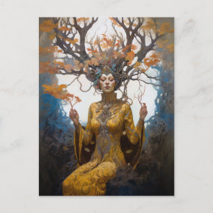 Fantasy Woodland Sorceress Magic Fantasy Briefkaart
