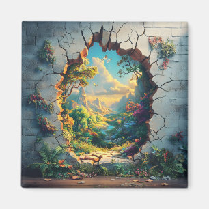 Fantasy World door een gebarsten muur ontwerp Magneet