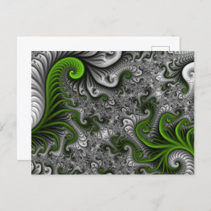 Fantasy World Green and Grey Abstract Fractal Art Briefkaart
