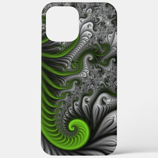 Fantasy World Green and Grey Abstract Fractal Art Case-Mate iPhone Case (Achterkant)