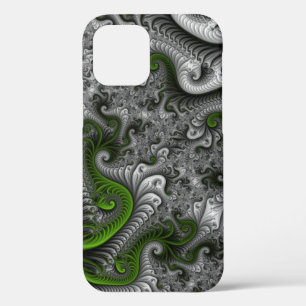 Fantasy World Green and Grey Abstract Fractal Art iPhone 12 Pro Hoesje
