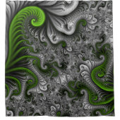 Fantasy World Green and Grey Abstract Fractal Art Douchegordijn (Voorkant)