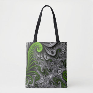 Fantasy World Green and Grey Abstract Fractal Art Draagtas