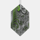 Fantasy World Green and Grey Abstract Fractal Art Glas Ornament (Voorkant Rechts)